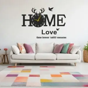 Home Love LED Wall Clock | Modern DIY Acrylic Decorative Clock for Living Room & Bedroom | Inside Decors