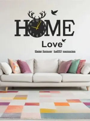 Home Love LED Wall Clock | Modern DIY Acrylic Decorative Clock for Living Room & Bedroom | Inside Decors