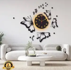 Butterfly Wall Clock for Living Room – 3D Acrylic DIY Modern Home Décor by Inside Decor