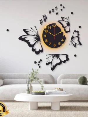 Butterfly Wall Clock for Living Room – 3D Acrylic DIY Modern Home Décor by Inside Decor