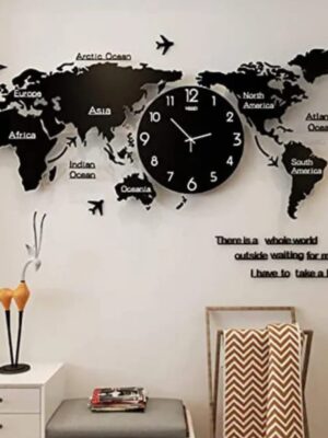 World Map Wall Clock for Home & Office – Modern 3D Acrylic Décor by Inside Decor