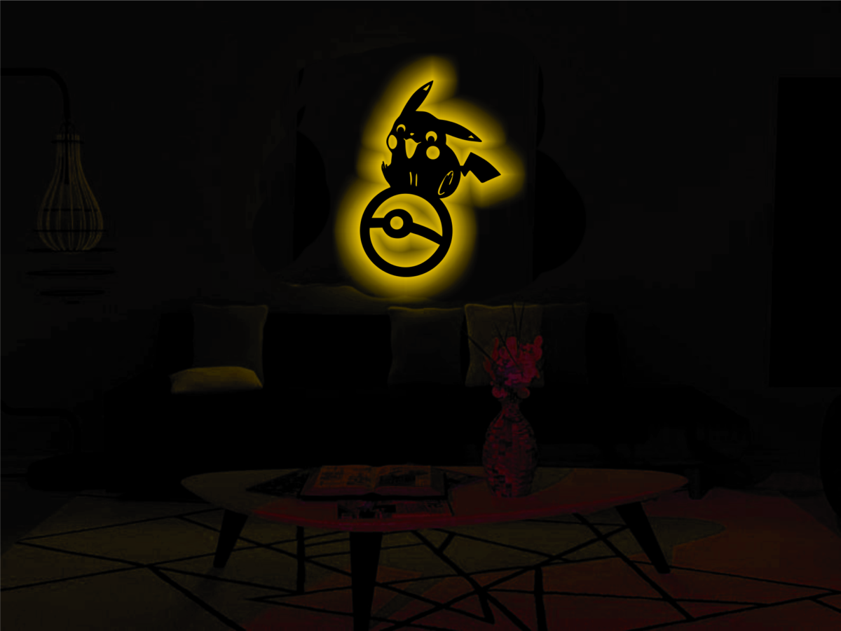 Pikachu Lamp Light Wall Art – Electrify Your Space-Gaming And Kid Decor